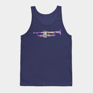 Trumpet Silhouette: Rainbow Swirl Tank Top